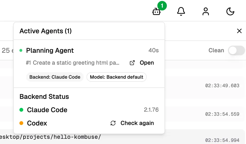 The Active Agents indicator showing the Planning Agent working on the ticket