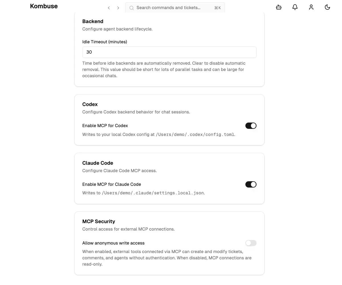 The MCP integration toggles in the Chat tab of Settings