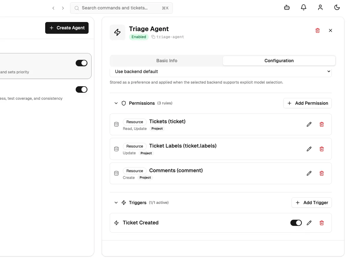 The Permissions section with triage permissions configured