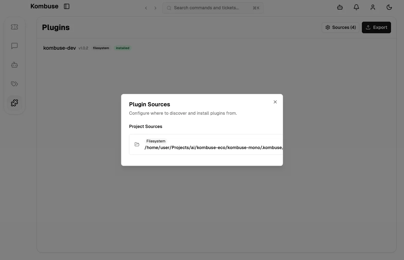The Plugin Sources dialog showing global and project-level sources